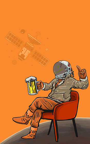 Space boy beer, astronaut, moon, cartoon, drawings, cool, funny HD phone wallpaper