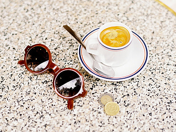 Summer morning coffee, table, change, morning, , , euros, summer, season, sunglasses, coffee, wall, graph, , spoon HD wallpaper