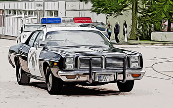 1977, Dodge Monaco, Police Car, , vector art, Dodge Monaco drawing, creative art, Dodge Monaco art, vector drawing, abstract cars, car drawings HD wallpaper