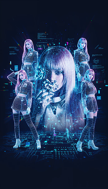 ITZY Neon Holo Bloom — , Hologram, Woman, Cyberpunk HD phone wallpaper