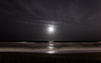 Stars Moonlight Ocean sea reflection sky waves beach night | | 104223 | UP HD wallpaper