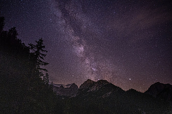 Nature, milky way, silhouette, mountains HD wallpaper
