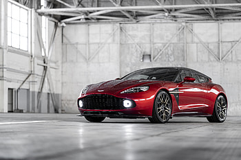 Red Aston Martin Vanquish Zagato, sports car HD wallpaper