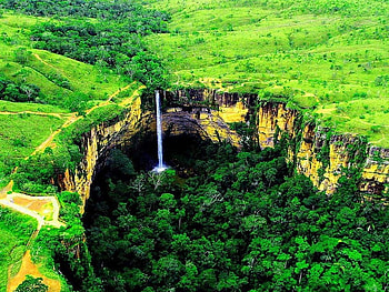Waterfall in Green, cool, waterfall, , green HD wallpaper