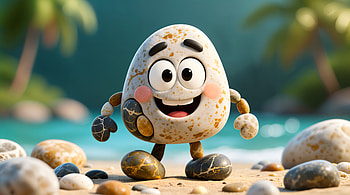 Pebble Buddy — Beach, pebbles, animated character HD wallpaper