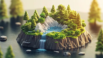 Isometric Autumn Landscape, isometric, landscape, nature, fall HD wallpaper