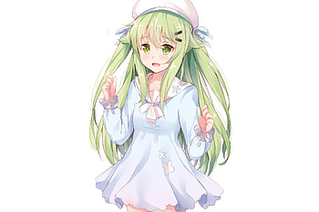 Curious, green eyes, girl, anime girl, original HD wallpaper
