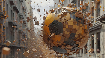 Dynamic 3D Soccer Ball, soccer ball, 3D Art, Abstract, explosion, urban HD wallpaper