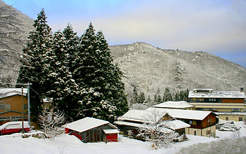 WINTER VIEW, winter, cars, trees, houses, mountains HD wallpaper