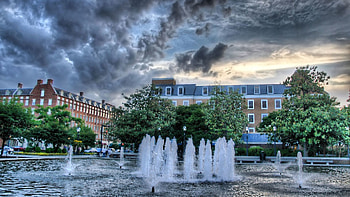 Cities, Sky, Fountain, Building, Mainly Cloudy, Overcast, Baden, Wurttemberg, Württemberg HD wallpaper