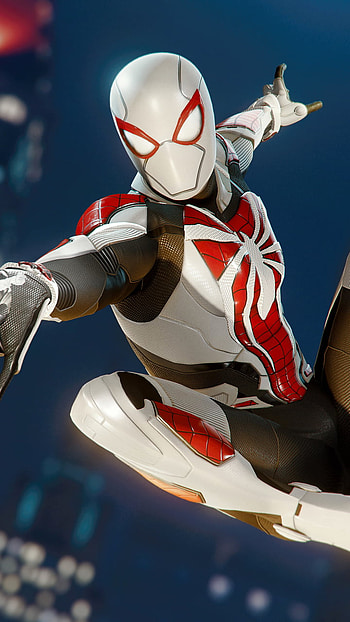 white spider man, red, new, art, spidr man HD phone wallpaper