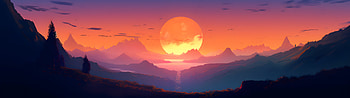 Big Sunset Glow, artist, artwork, digital-art HD wallpaper