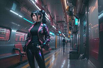 Cyber Girl In Train, cyberpunk, scifi, ai-girls, ai, artist, artwork, digital-art, deviantart HD wallpaper