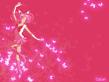 Sailor Mini Moon, sailormoon, cute, girl, anime girl, pink, chibi, anime, butterfly, female HD wallpaper