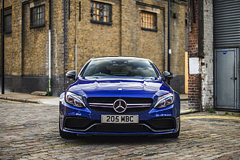 Front, blue, luxury car, Mercedes-Benz C-Class HD wallpaper