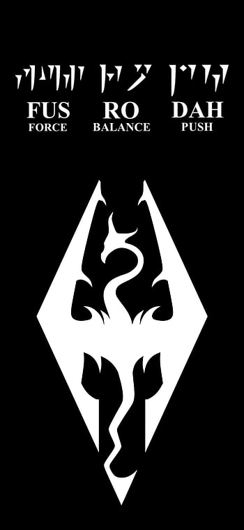 Skyrim, symbol, white, black HD phone wallpaper
