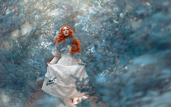 Bride, tanya markova, blue, model, white, girl, redhead HD wallpaper