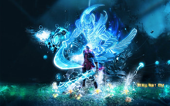 Devil may cry, blue, fantasy, light, man, magical, game, dante HD wallpaper
