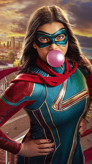 Ms Marvel, bubble-gum, entertainment, hero, gum HD phone wallpaper