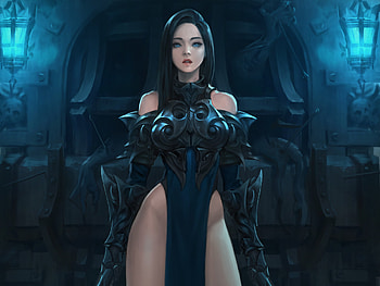 Fantasy - Women Warrior Black Hair Armor Blue Eyes Fantasy Woman Girl Warrior HD wallpaper