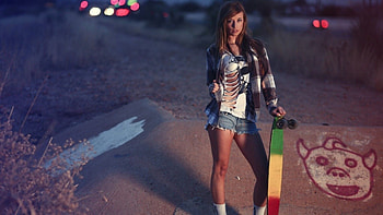 Skater girl, backgrounds, Skateboarding fashion, Urban street style HD wallpaper