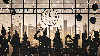 New Year's Eve Celebration - Ultra, New Year's Eve mood, New Year, party, celebration, silhouette HD wallpaper