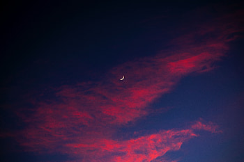 Nature, Sky, Night, Clouds, Moon, Crescent HD wallpaper