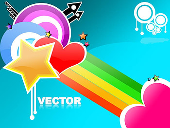 Hearts an star, hearts, abstract HD wallpaper