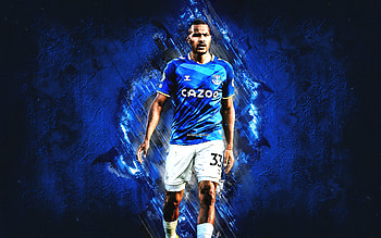 Salomon Rondon, Everton FC, Venezuelan footballer, blue stone background, Premier League, England, football HD wallpaper