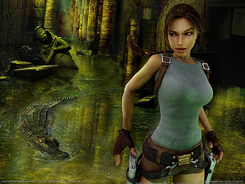 LARA AND THE CROCODILE, games, crocs, bravery, caves, computers, adventure, heroine, animals, ruins, reptiles, girls, women, danger HD wallpaper