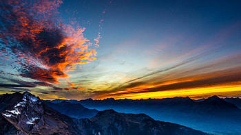 Sunset in the Rockies, clouds, colors, sky, mountains, usa HD wallpaper