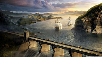 Ship, Fantasy HD wallpaper