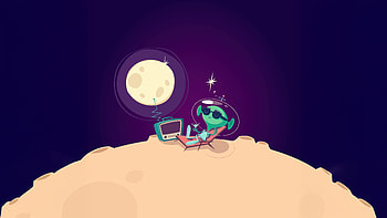 Alien Chill Time, alien, relaxing, moon, artist, artwork, digital-art HD wallpaper