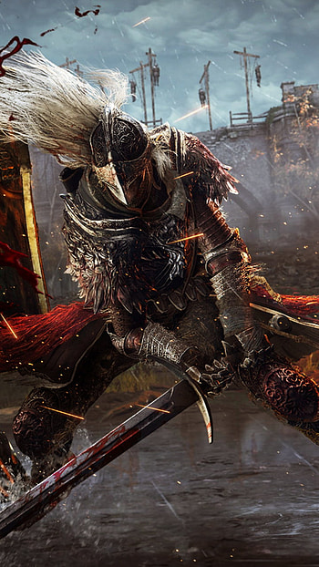 Elden Ring Battle, Vagabond, Warrior, Sword, Knight, War, Blood HD phone wallpaper