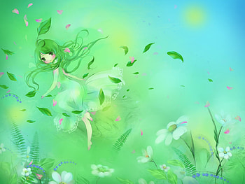 Windy, blue, wind, lunithea, fantasy, green, girl HD wallpaper
