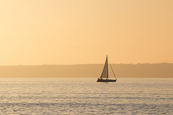 Water, Twilight, Miscellanea, Miscellaneous, Fog, Dusk, Boat HD wallpaper