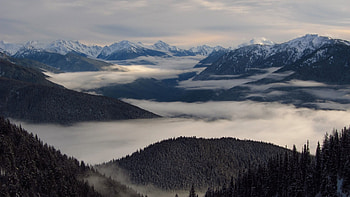 Mountains Landscape Nature Clouds Mist Snow, mountains, landscape, nature, clouds, mist, snow HD wallpaper