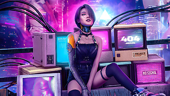 Cyberpunk Girl Retro Art , cyberpunk, neon, artist, artwork, digital-art HD wallpaper