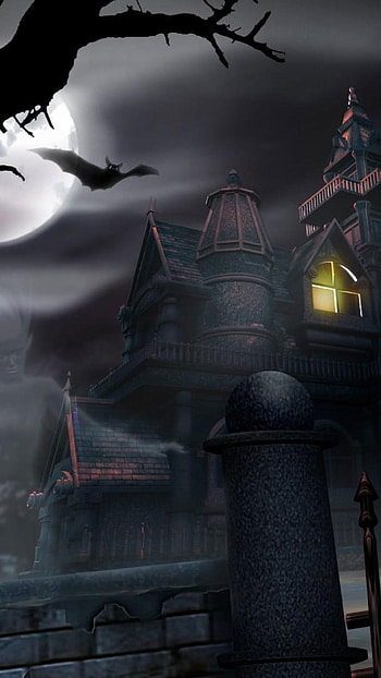 Haunted House, Haunted Halloween, Full moon, Jack HD phone wallpaper