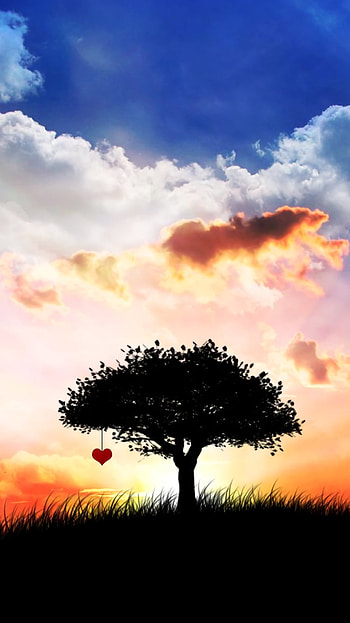 Love Tree on Cloudy Day, cloud, sky, couple, tree, artistic, love HD phone wallpaper