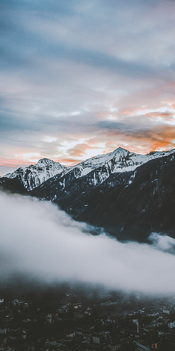 Mountains, Clouds HD phone wallpaper