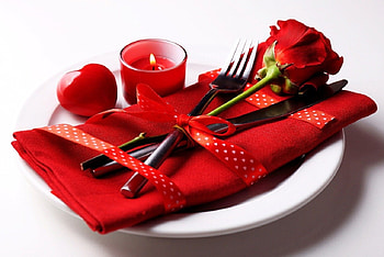 Happy Valentines Day !, Fork, Valentines Day, Knife, Red, Plate, Rose HD wallpaper