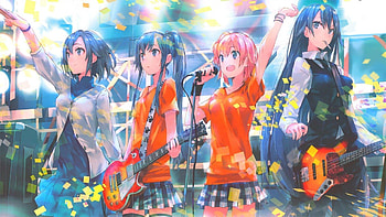 Yahari Ore No Seishun Love Comedy Wa Machigatteiru, Shizuka Hiratsuka, Anime, My Teen Romantic Comedy Snafu, Blue Hair, Cigarette, Concert, Electric Guitar, Haruno Yukinoshita, Long Hair, Pink Hair, Short Hair, Yui Yuigahama, Yukino Yukinoshita HD wallpaper