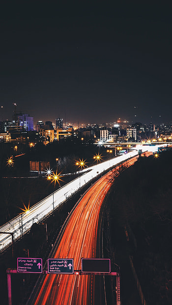 Cities, Road, Night City, City Lights, Iran HD phone wallpaper