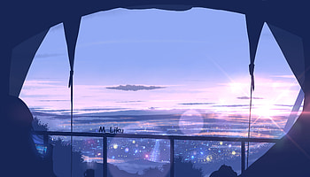 Scenery View From Window Anime , anime, artist, artwork, digital-art, deviantart HD wallpaper