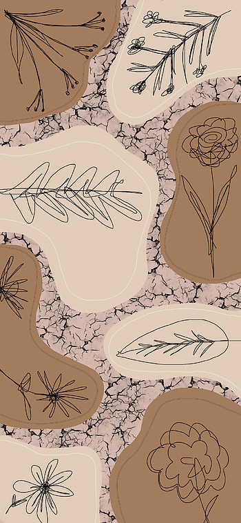 Brown flowers, lines HD phone wallpaper