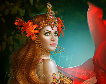 ~Beautiful Nymph~, nymph, colors, weird things people wear, digital art, beautiful, creative pre-made, charm, crown, love four seasons, background, lady, manipulation, girls, models, lovely HD wallpaper