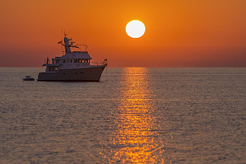Landscape, Nature, Sunset, Sea, Sun, Beauty, Ship, Sunny Path, Sunny Track, Aegean Sea HD wallpaper