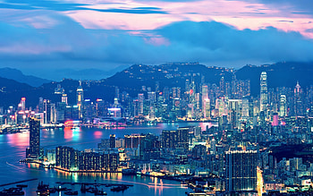 Iconic skyline view, Victoria Harbour, Urban jungle, Modern metropolis HD wallpaper