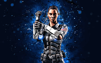 Jacqui Briggs, , blue neon lights, Mortal Kombat Mobile, fighting games, MK Mobile, creative, Mortal Kombat, Jacqui Briggs Mortal Kombat HD wallpaper
